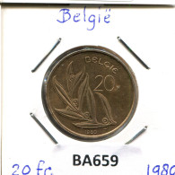 20 FRANCS 1980 DUTCH Text BÉLGICA BELGIUM Moneda #BA659.E.A - 20 Francs