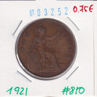 Great Britain 1 Penny 1921  Km#810 - D. 1 Penny