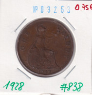 Great Britain 1 Penny 1928  Km#838 - D. 1 Penny