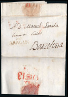 Huesca - Prefilatelia - Monzón PE 3 - 1831 - Carta A Barcelona + Porteo "7" - ...-1850 Prefilatelia