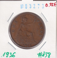 Great Britain 1 Penny 1936  Km#838 - D. 1 Penny