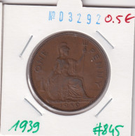 Great Britain 1 Penny 1939  Km#845 - D. 1 Penny