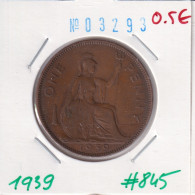 Great Britain 1 Penny 1939  Km#845 - D. 1 Penny