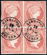 Huesca - Edi O 48 Bl. 4 - 4 C.- Mat Fech. Tp. II "Barbastro" - Used Stamps