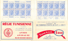 TUNISIE - Carnet Couv. Esso Neuf ** Avec Pubs : Frigidaire Paparone - N° 344A-C1 15f Intaille Musée Carthage Bleu Clair - Nuovi