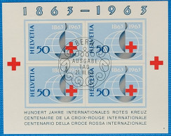 1963 Zu W 40 / Mi Bl 19 100 Ans CROIX-ROUGE Obl. 1er Jour Voir Description - Bloques & Hojas