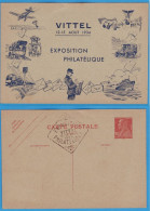 CARTE POSTALE BLEU - ENTIER POSTAL 90 C. BERTHELOT - EXPOSITION PHILATELIQUE VITTEL 12-15 AOUT 1934 - - Bijgewerkte Postkaarten  (voor 1995)