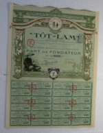 Société Anonyme Thé Tôt Lam 1912 , Part De Fondateur - Azië