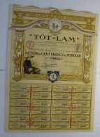 Société Anonyme Thé Tôt Lam 1912 , Action De 100 Francs Au Porteur - Azië