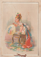 CHROMO ANCIEN LIEBIG - Jeune Femme Soufflant Avec Une Paille Dans Le Potage Duquel Sort Une Bulle "LIEBIG" Collé Sur Dou - Liebig