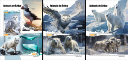 Guinea Bissau 2023, Artic Animals, Owl, Polar Bear, 4val In BF+2BF - Uilen