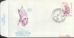 België 1976 - Mi:1850, Yv:1793, OBP:1798, Fdc - O - Kardinaal Mercier  - 1971-1980