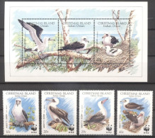 Christmas Isl. 1990, Birds, WWF, 4val +BF - Christmaseiland