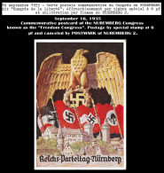 GERMANY DEUTSCHE REICH 16  SEP 1935 Propagandakarte, Reichs- Parteitag- Nürnberg Gelaufen Nürnberg PROPAGANDA EAGLE - War 1939-45