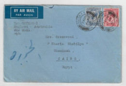 1931 Airmail Cover To Cairo / Egypt Via 1st Official England Australia Air Mail 1931 - Profile Head Franking - Covers & Documents