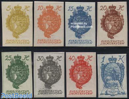 Liechtenstein 1920 Coat Of Arms 8v Imperforated, Unused (hinged), History - Coat Of Arms - Art - Castles & Fortificati.. - Unused Stamps