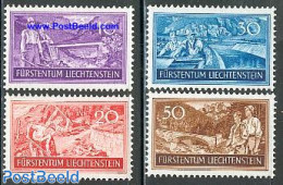 Liechtenstein 1937 Labour 4v, Unused (hinged), Nature - Water, Dams & Falls - Art - Bridges And Tunnels - Unused Stamps