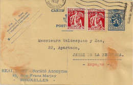 BRIEFKAART VAN BRUSSEL NAAR SPANJE JEREZ DE LA FRONTERA 1932 - Postcards 1909-1934