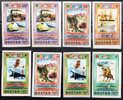 1974 Bhutan 592b-599b Train-Airplane-UPU - UPU (Union Postale Universelle)