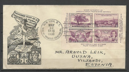 USA 1936 Illustrated Cover To Estonia Rare Destination Philatelic Exhibition New York Mi Bl 7 NB! Light Vertical Fold - Briefe U. Dokumente