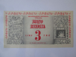 Italy 3 Lire 1959 Buono Rendita/Bonne Rente/Rental Voucher UNC See Pictures - Andere & Zonder Classificatie