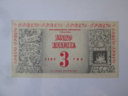 Italy 3 Lire 1959 Buono Rendita/Bonne Rente/Rental Voucher UNC See Pictures - Andere & Zonder Classificatie