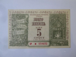 Italy 5 Lire 1959 Buono Rendita/Bonne Rente/Rental Voucher UNC See Pictures - Andere & Zonder Classificatie