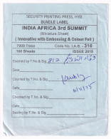 Security Packing Label (Innovative / Foil)of India MNH 2015 Miniature, MS Africa Summit, Animal. Lion, Rhino, Black Buck - Rhinozerosse