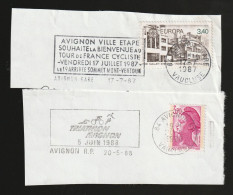 P 558) Frankreich Sport SSt Avignon: Etappe Tour De France 1987, Triathlon 1988 (Radsport Laufen Schwimmen) - Covers & Documents