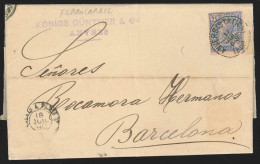Belgique - L. Affr. N°48 Càd ANVERS (STATION)/1890 Pour BARCELONA - 1884-1891 Leopoldo II