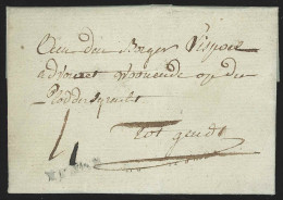 Belgique - L. Datée Brumaire An 3 (1792) De YPRES Pour GENDT + Griffe "YPRES" + Port 4 - 1790-1794 (Französische Revolution)