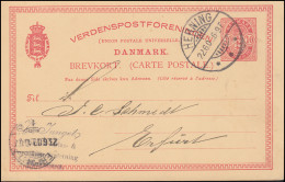 Dänemark Postkarte Wappen Im Oval 10 Öre, HERNING 22.6.1902 Nach ERFURT 23.6.02 - Postal Stationery