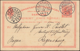 Dänemark Postkarte P 129 Christian IX. 10 Öre, AARHUS 11.1.1906 Nach REGENSBURG - Postal Stationery