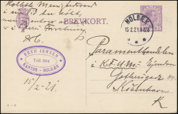 Dänemark Postkarte P 167II Christian X. 15 Öre Kz.61-H, Holbaek/Holbæk 15.2.1921 - Postal Stationery