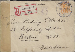 Zensurpost Dänemark Nach Deutschland EF 72 R-Bf. KOPENHAGEN 28.8.17: Kriegsrecht - Postal Stationery