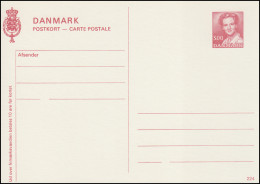 Dänemark Postkarte P 281 Königin Margrethe 3,00 Kronen, Kz. 224, ** - Postal Stationery