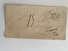 !!! PANAMA, LETTRE DE 1871 POUR AMFRÉVILLE, MARQUE D'ENTRÉE ANGL AMB  CALAIS. - Panama