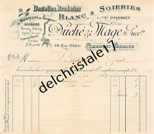 63 0235 CLERMONT FERRAND PUY DOME 1907 Dentelles Broderies Soieries DUCHÉ & MAGE Succ PISSANY Rue Blatin à BICHARD - Textile & Clothing