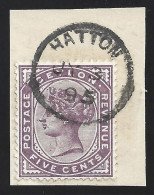 CEYLON 1886 QV 5C SC#131 LILAC POSTMARK  HATTON USED STAMP 4E0028 - Ceylan (...-1947)