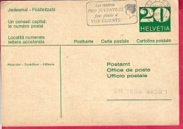 SVIZZERA - ANNULLO  A TARGHETTA "PRO JUVENTUTE" SION*9.1.70* SU INTERO CARTOLINA POSTALE ( MICHEL DP 182) PER TASSAZIONE - Enteros Postales