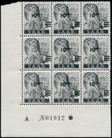 SARRE Poste ** - 216, Bloc De 9, Numéroté, 1 Exemplaire Chiffre "10" Quasi Absent - Unused Stamps