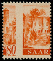 SARRE Poste ** - 213, Piquage à Cheval "80pf." à Gauche (Maury 214F) - Unused Stamps