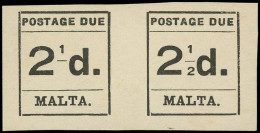 MALTE Taxe * - 5a, Paire 1 Exemplaire Sans 2 à "1/2", Gomme Altérée - Cote: +1300 - Malta (...-1964)