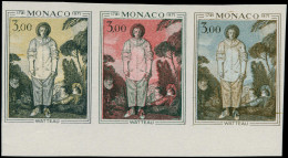 MONACO Poste ** - 878, Bande De 3 Essais Polychromes: Gilles De Watteau - Altri & Non Classificati
