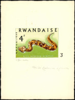 Reptiles Poste MAQ - Rwanda, Yvert 193, Maquette Originale à La Gouache, Signée Van Noten, Type Non Adopté (55x80): 4f.  - Snakes