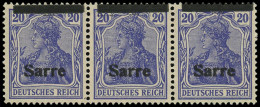 SARRE Poste ** - 8B, Bande 3, Variété Barre En Haut (ex Du Milieu *), Type 3 (Michel 8 III F II): 20pf. Bleu-violet - Co - Ongebruikt