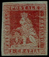 ITALIE  TOSCANE Poste (*) - 4, Très Bien Margé: 1c. Carmin (Sas. 4) - Cote: 4000 - Toscane