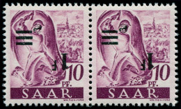 SARRE Poste ** - 218a, Paire Surcharge Renversée, 1 Exemplaire "1 & F" écarté, Signée: 1f. S. 10c. Lilas - Unused Stamps