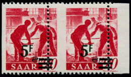 SARRE Poste ** - 222, Paire Horizontale, Piquage Vertical à Cheval: 5f. S. 20f (Maury 223IId) - Cote: 400 - Unused Stamps