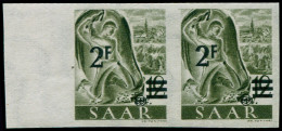 SARRE Poste ** - 219A, Paire Non Dentelée Bdf, Signée: 2f. S. 12pf (Maury 220I) - Cote: 450 - Unused Stamps